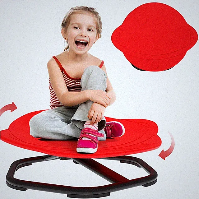 AIYAPLAY Kinderdrehstuhl in Planetenform, sensorischer Spinnstuhl, rot