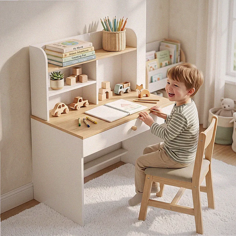 AIYAPLAY Kinderschreibtisch Kinder Schreibtisch mit Schublade Bücherregal