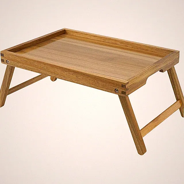 Akazie Betttablett Holz Frühstückstablett Klappbeine Braun Zusammenklappbar