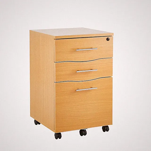 Aktenschrank Buche 3 Schubladen unter Schreibtisch Podest Rollen