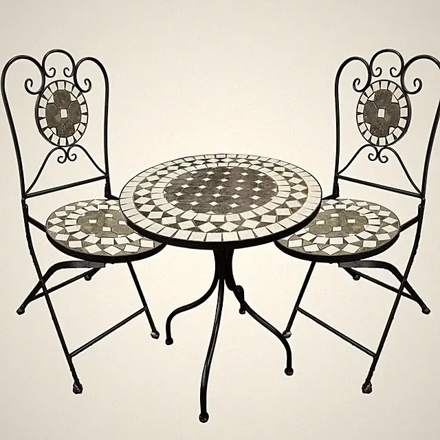 AKTION! Mosaik Set Sitzgarnitur Mosaiktisch + 2 Mosaikstühle + Bistrotisch