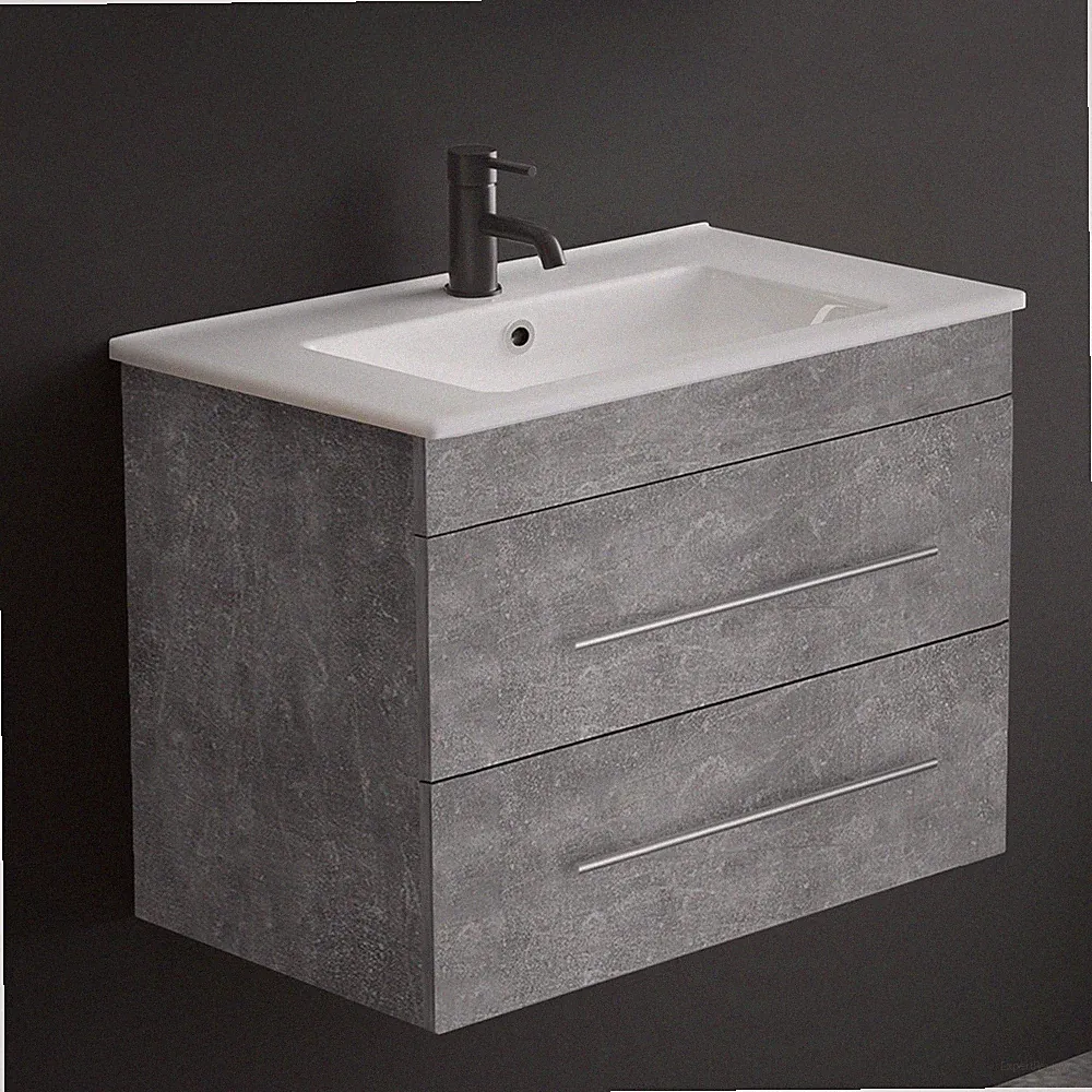 Alpenberger Badmöbel Set 70cm Waschbecken & Unterschrank Nano SoftClose Gäste WC