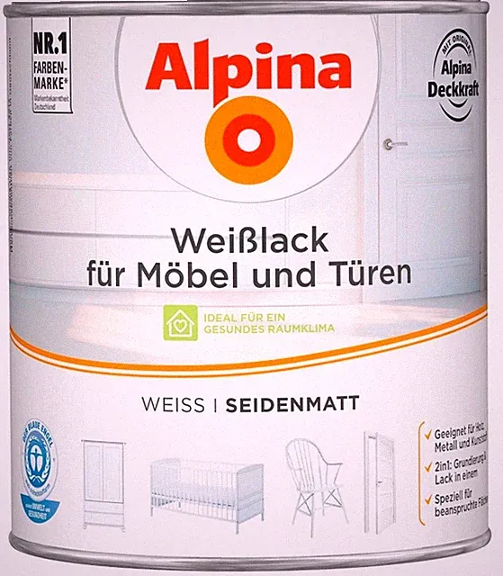 Alpina Weisslack für Möbel und Türen seidenmatt 2,0L