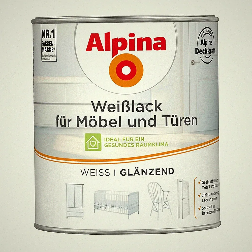 Alpina Weißlack » Möbel und Türen « 2 Liter, Weiß, Glänzend