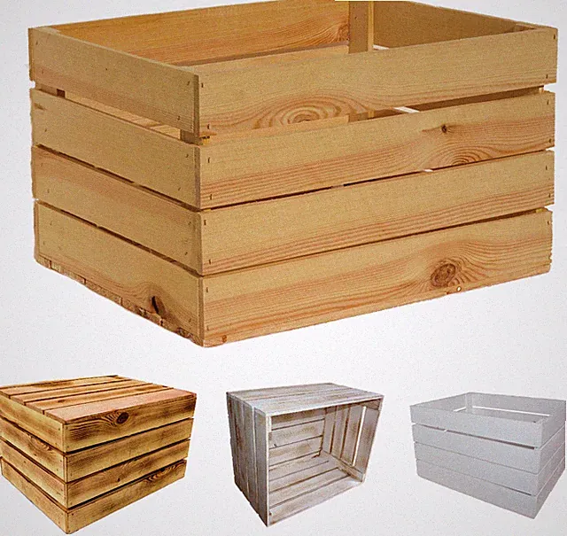 Alte Holzkiste Holzkisten Deko Obstkisten Weinkiste 40x30x23,5 cm Vintage Weiß