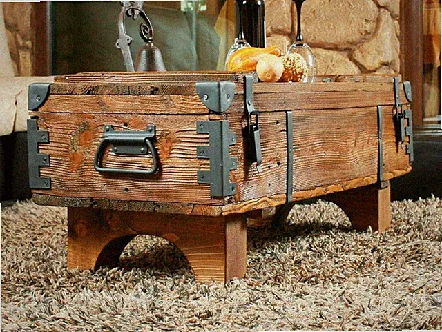 Alte Truhe Kiste Tisch Shabby Chic Holz Beistelltisch Holztruhe Couchtisch