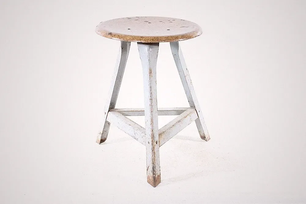 alter Hocker Art Deco Werkstatthocker Vintage Bauhaus Design Chair Stuhl
