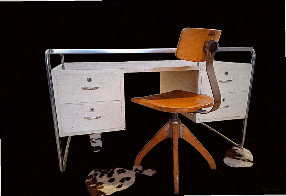 Alter Metallschreibtisch Schreibtisch Schreibschrank Schreibmöbel / Bauhaus Stil