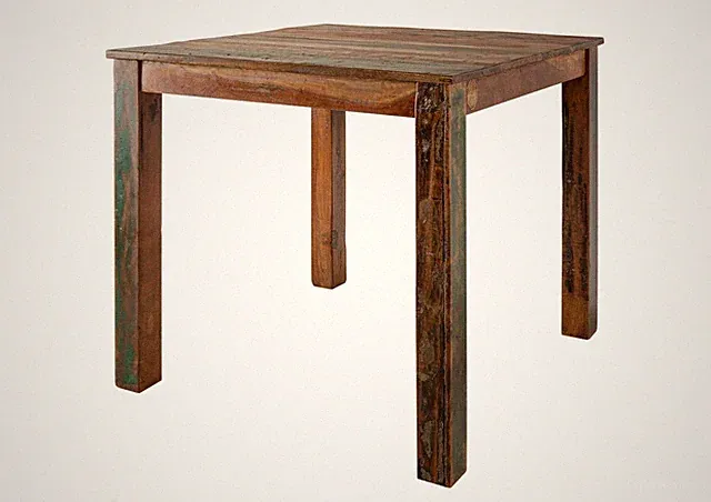 Altholz Vintage Esstisch mehrfarbig klein massiv quadratisch 80x80 cm Tisch Holz