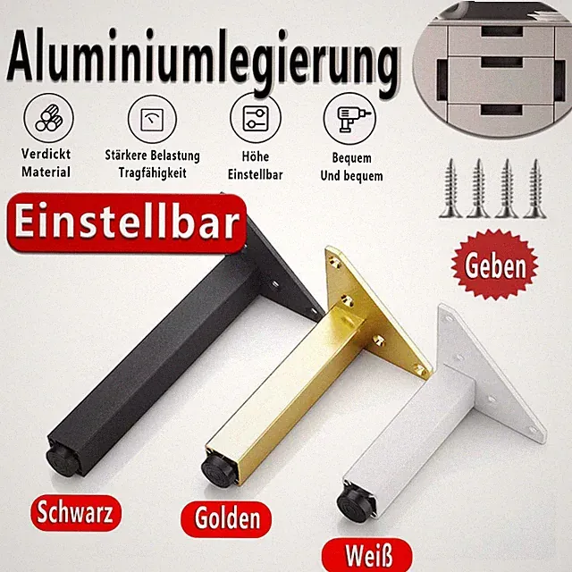 ALU Möbelfüße Sockelfüße Höhe 100mm~300mm Schrankfüße Füße Sockelfüße Tischbeine