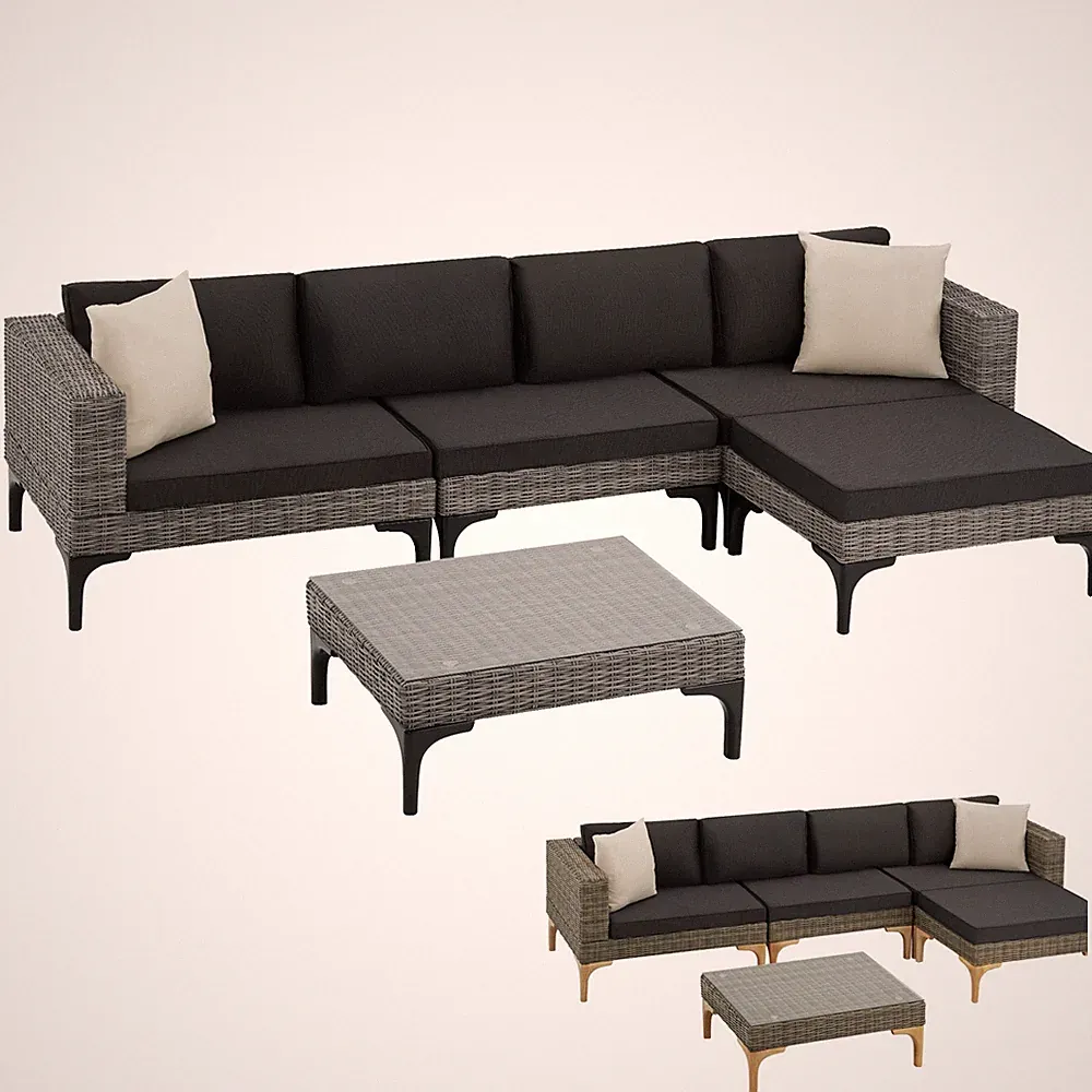 Alu Polyratten Lounge Sitzgruppe Gartenmöbel Set Essgruppe Rattan Sofa Garnitur