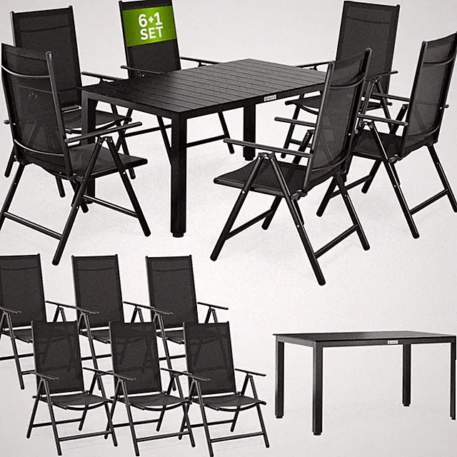 Alu Sitzgruppe Gartenmöbel WPC Tisch Stuhl Sitzgarnitur Garten Essgruppe Set 6+1