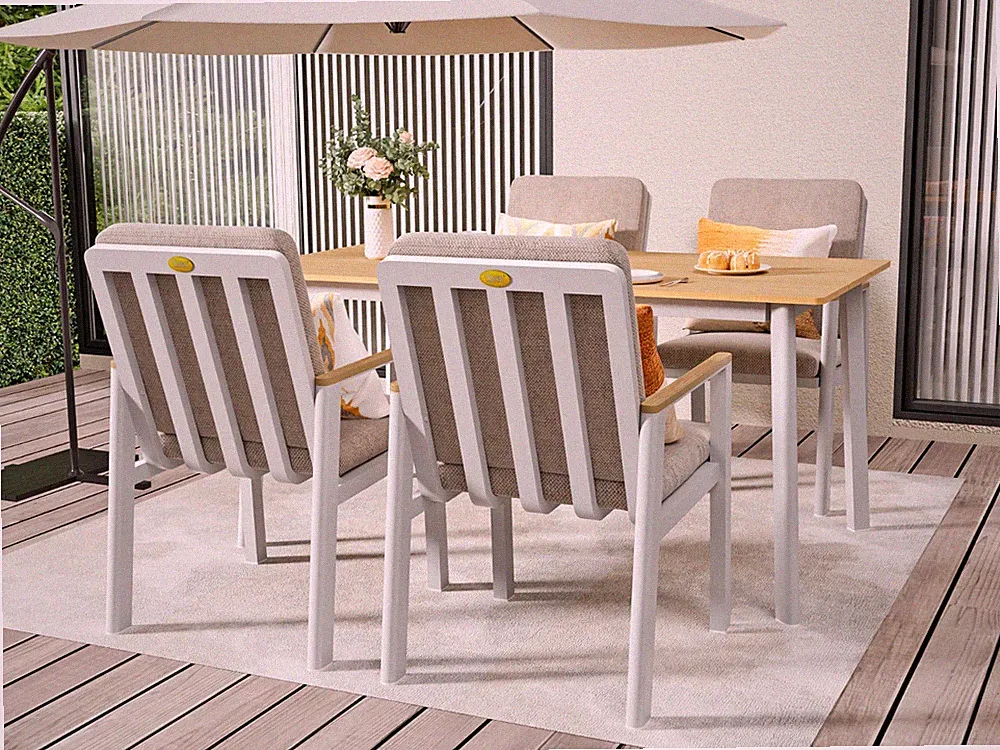 Aluminium Gartenmöbel Set 5 tlg Essgruppe Tisch 150x80 Terrasse Balkon