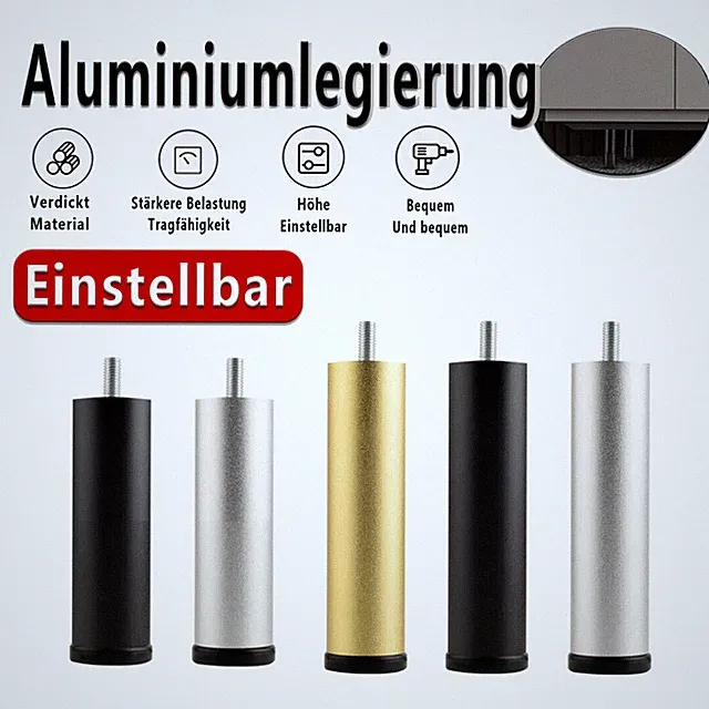 ALUMINIUM Möbelfüße Ø38mm Schrankfüße Füße Sockelfüße Tischbeine Höhe 60~250MM