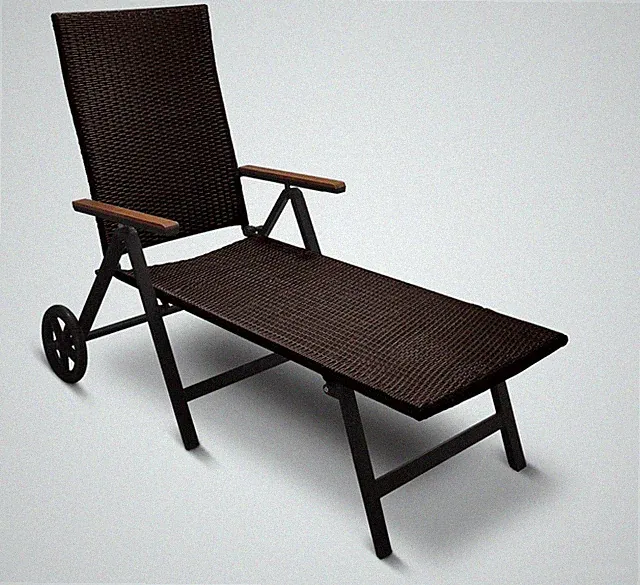 Aluminium Polyrattan Rollliege Relaxliege Sonnenliege Klappba Gartenliege Braun