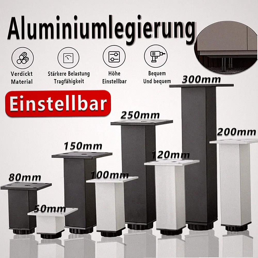 Aluminiumlegierung Möbel DIY Beine Sofa Füße Schrank Füße Schrank Beine 50~300mm