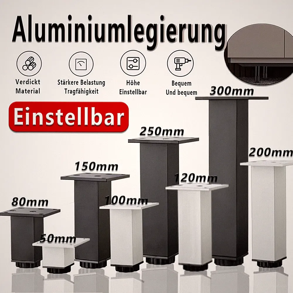 Aluminiumlegierung Möbel DIY Beine Sofa Füße Schrank Füße Schrank Beine 50~300mm
