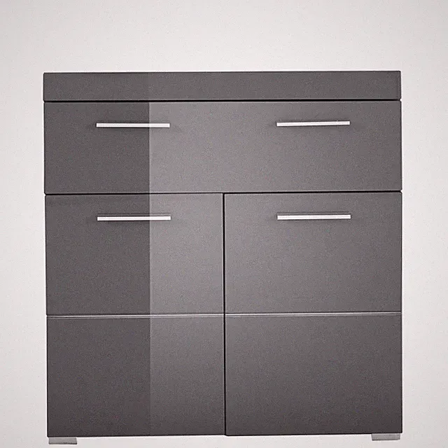Amanda Kommode Grau Hochglanz Standschrank BxHxT 73 x 79 x 31 cm 2 Türe...
