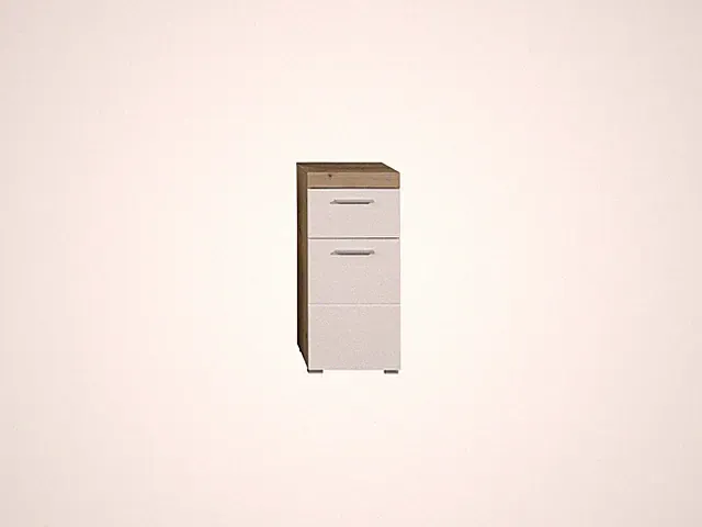 Amanda Kommode Weiß Hochglanz/Eiche Badezimmerschrank BxHxT 37 x 79 x 31...