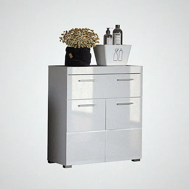Amanda Kommode Weiß Hochglanz Sideboard BxHxT 73 x 79 x 31 cm 2 Türen m...