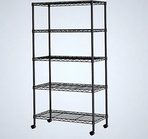 Amazon Basics 5-stufiges Schwerlast-Drahtregal Lagerregal abschließbare Räder