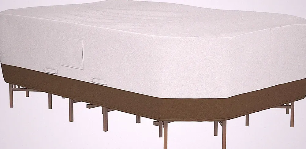 Amazon Basics Rechteckiger/Ovaler Bezug Für Terrassentisch Und Stuhl, Beige/Bräu