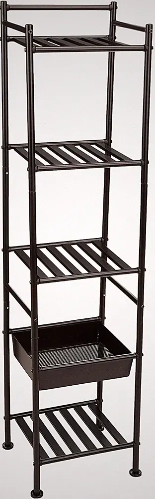 Amazon Basics Regal Mit 5 Fächern, Mit Korb, Schwarz, 11.22" X 13.58" X 55.23"