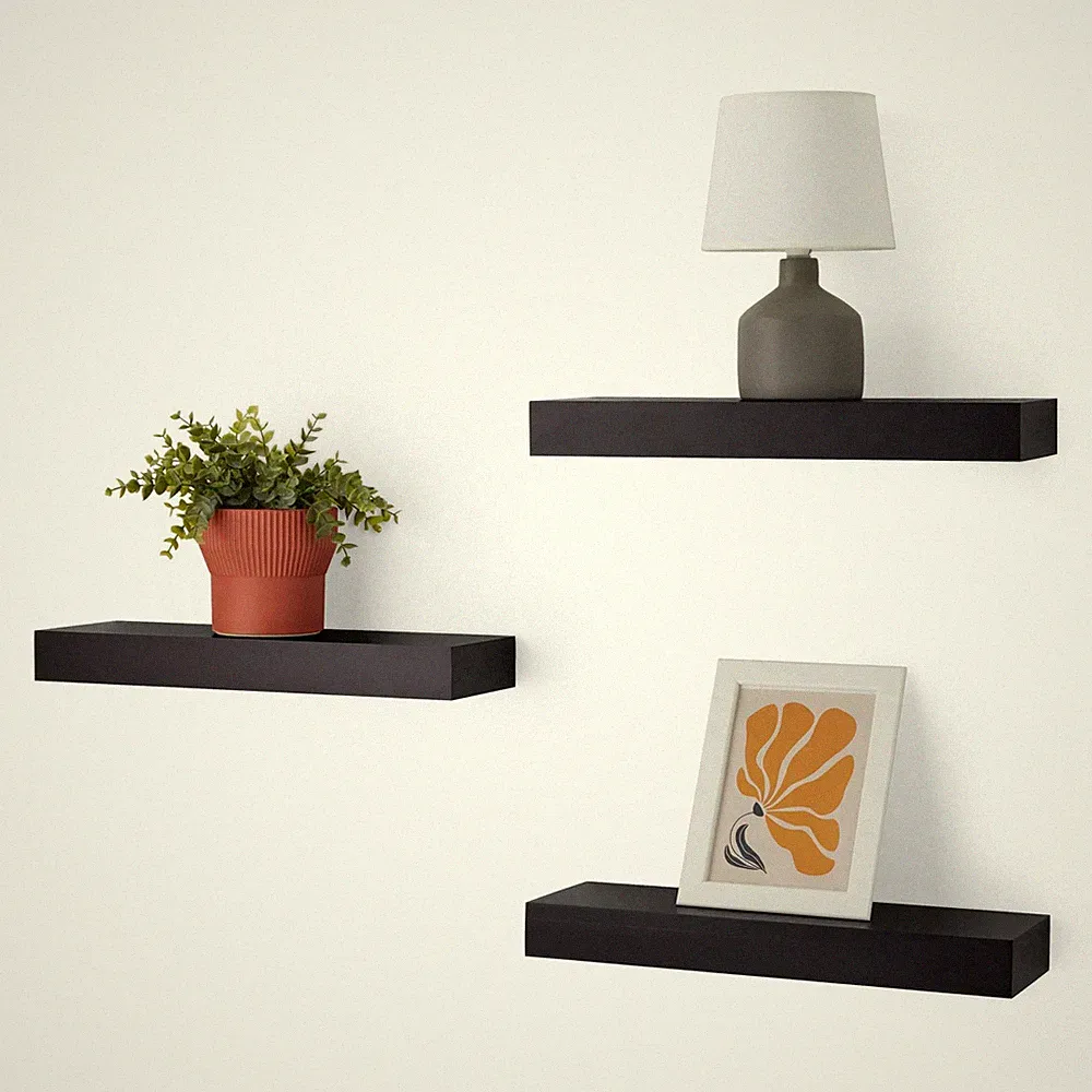 Amazon Basics Wandregal Holz 40x12x4cm Schwarz 3er Set Schwebend Regal