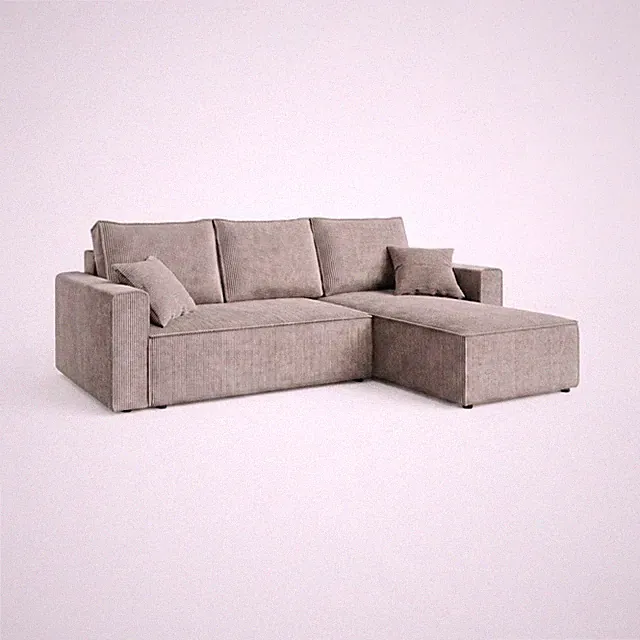 AMBER L Ecksofa mit Schlaffunktion und Bettkasten L-Form, Cord Graubraun