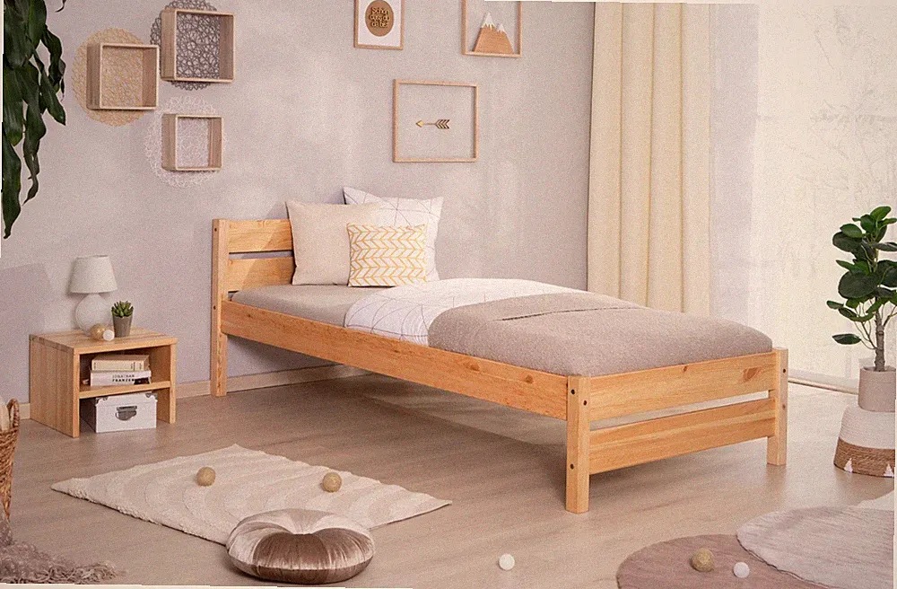 ANGEBOT Einzelbett "Bora" B-WARE Kiefer massiv Natur 90 x 200 cm Bett