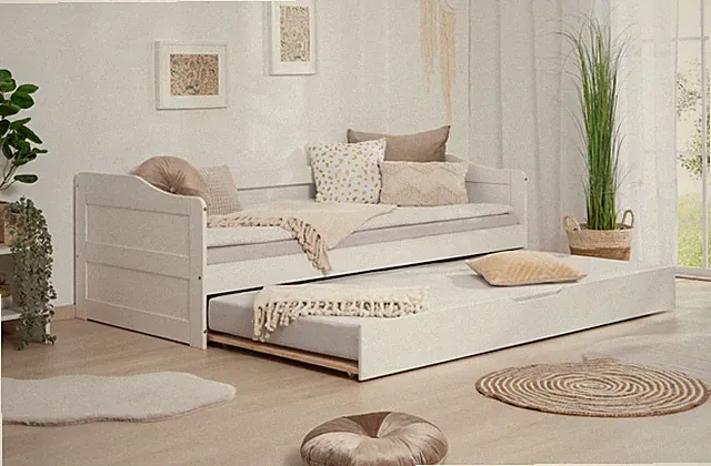 ANGEBOT Massivholz Sofabett Funktionsbett "Melinda" B-WARE Kiefer Weiß