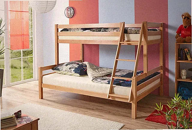 ANGEBOT TICAA Doppel Etagenbett "Maxim" B-WARE Buche massiv Natur 90/140x200 cm