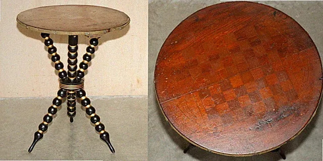 ANTIK 1880 SCHOTTISCH VIKTORIANISCH GEDRECHSELT ZIGEUNER SCHACHBRETT SCHACHSPIELE TISCH