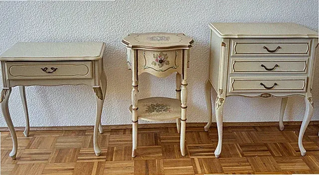 Antik Barock Stil Chippendale Holz Kommode Nachttisch Tisch 3 Stück