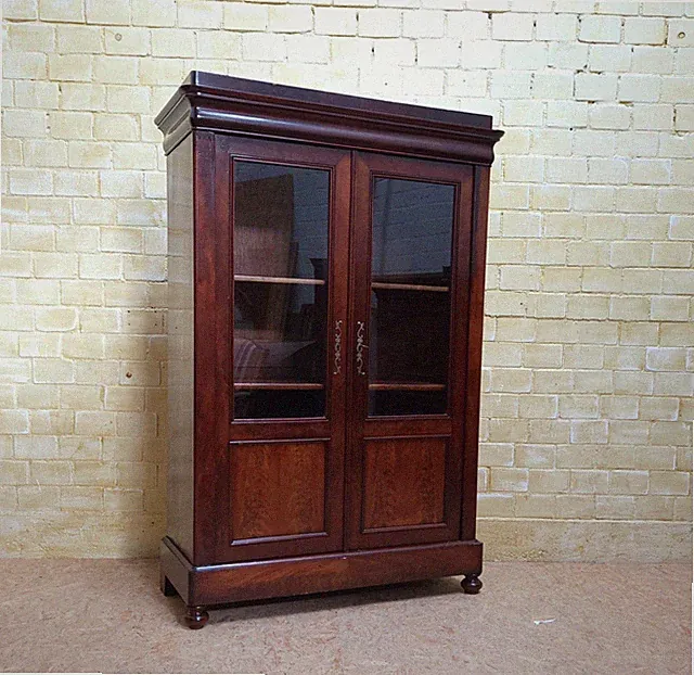 ANTIK! Bücherschrank restauriert Louis Philippe um 1850 Mahagoni Vitrine