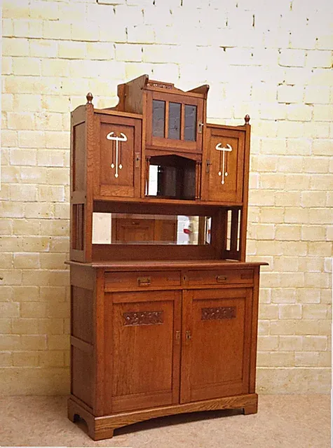 ANTIK! Buffet restauriert Jugendstil Bauhaus um1915 Eiche Küchenschrank Anrichte