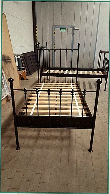Antik französisches Metallbett Ludwik 100x200 mit Blende Premium + Rollrost!