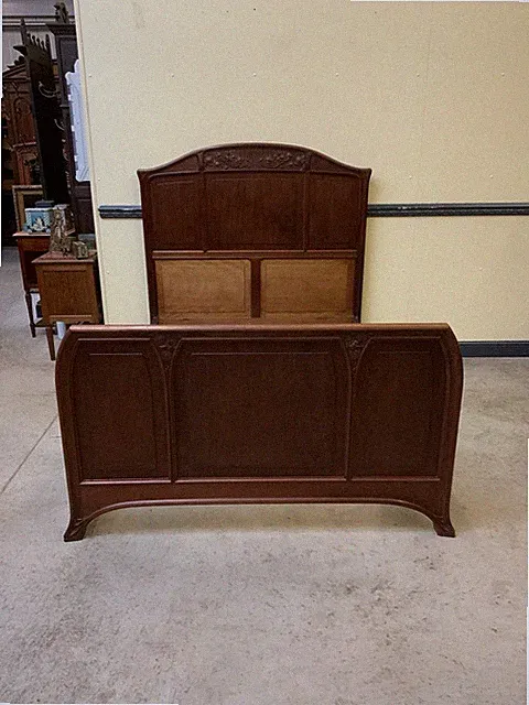 Antik - Prunk Nußbaum Bett - Art Nouveau - Jugendstil - Lieferung möglich!