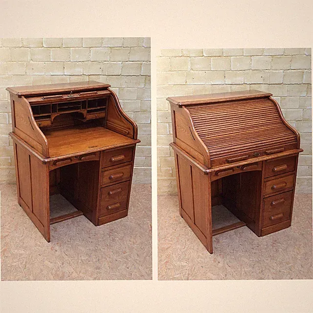 ANTIK! Schreibtisch restaurirt Jugendstil um 1920 Eiche freistehend Schreibmöbel
