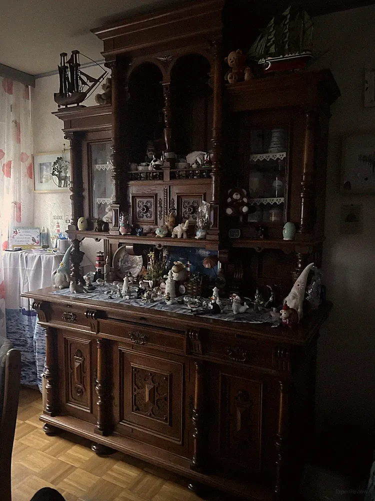 Antik Wohnzimmer Schrank mit Vitrine Geheimfach Holzschrank Und Extras