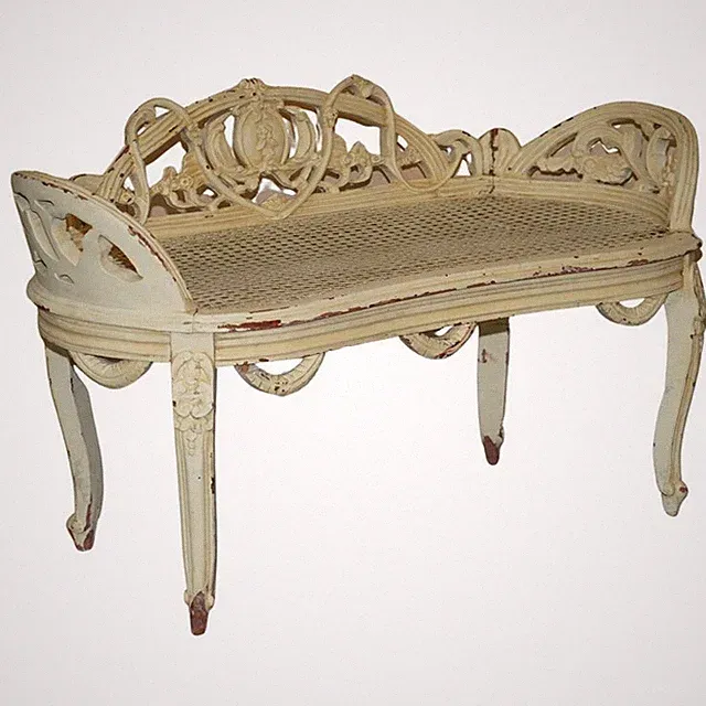 ANTIKE FRANZÖSISCHE SHABBY CHIC BERGERE FENSTERBANK ORIGINALLACKIERUNG