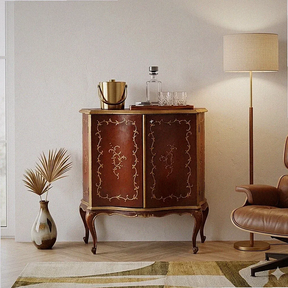 Antiker Bar Möbel Barockstil Vergoldetes Holz Italien des XX Jhs Originell