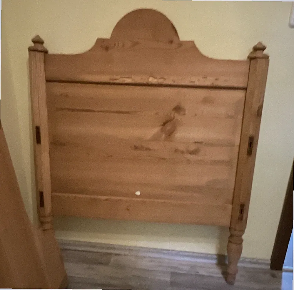 Antiker Bettrahmen Holz 90x180cm unlasiert traditionell mit Kopf-/Fußteil