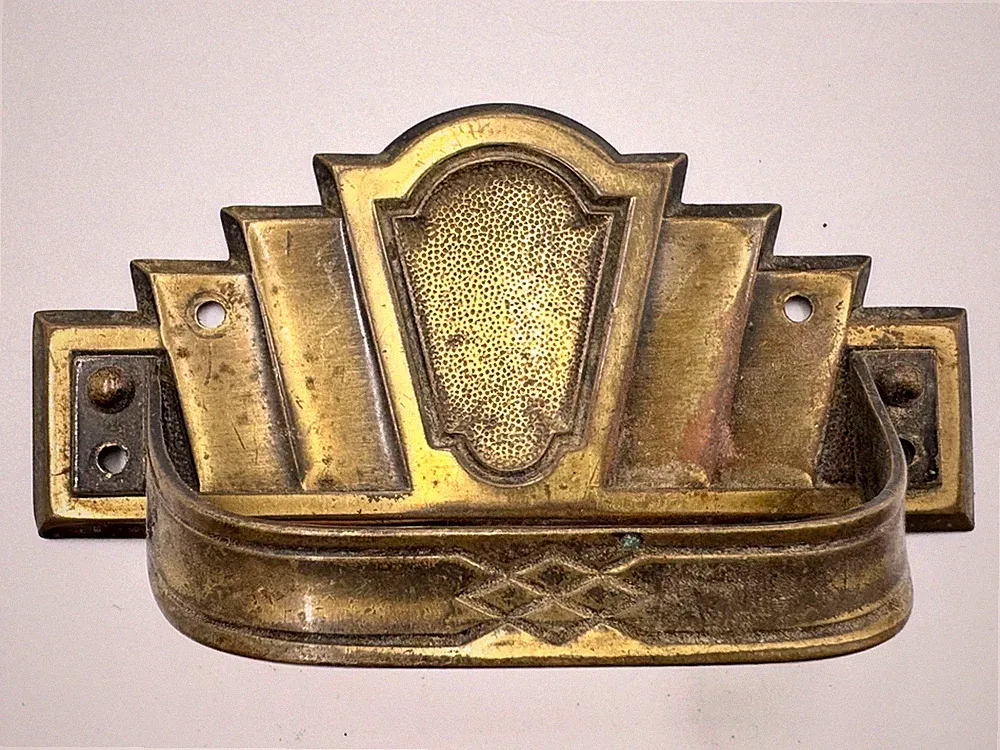 Antiker Möbelgriff 8,5 cm Art Deco Beschlag Bügelgriff Messing