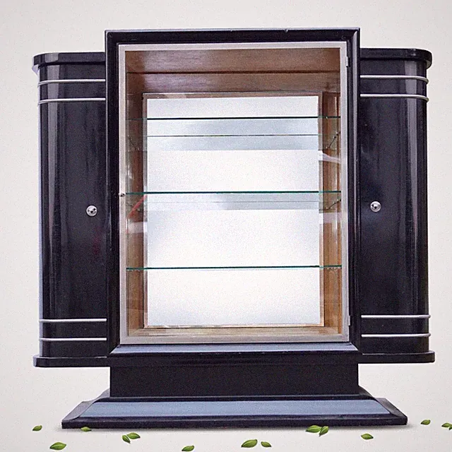 Antiker Schrank ARTDECO schwarz Chromliner Vitrine noir Möbel - Traumstück!