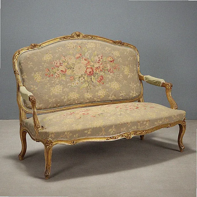 Antiker Sofa Barockstil Vergoldetes Holz Dekoriert Italien XIX Jhd Originell