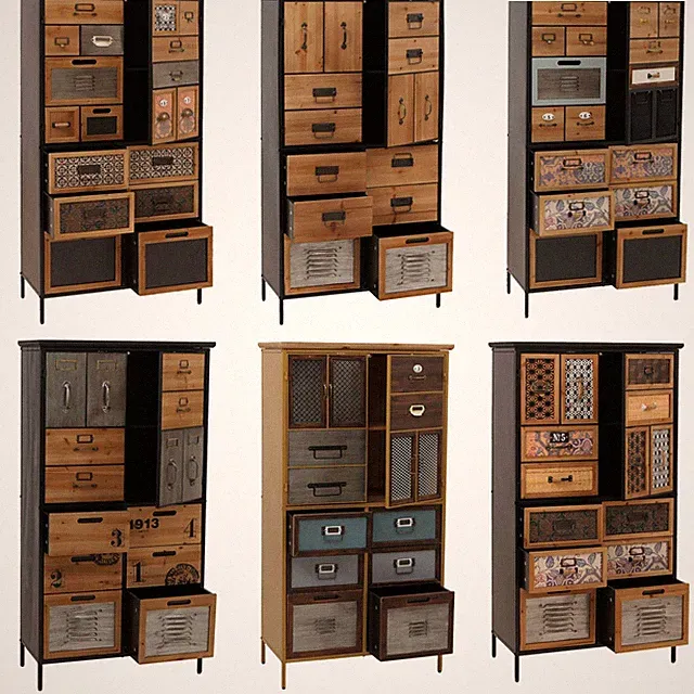 Apothekerkommode HWC-O80 Schrank Highboard Schubladen Vintage Shabby 136x73x35cm