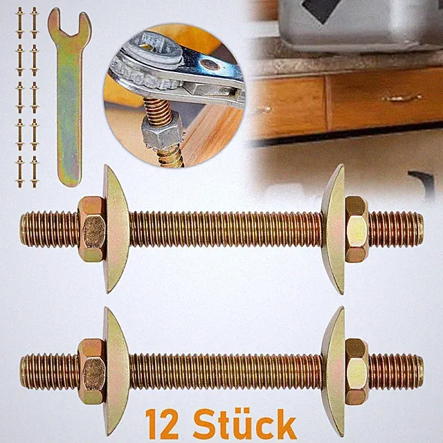 Arbeitsplattenverbinder M8 100mm Stahl 12PCS Set Möbel Holzverbinder Kupfer DE