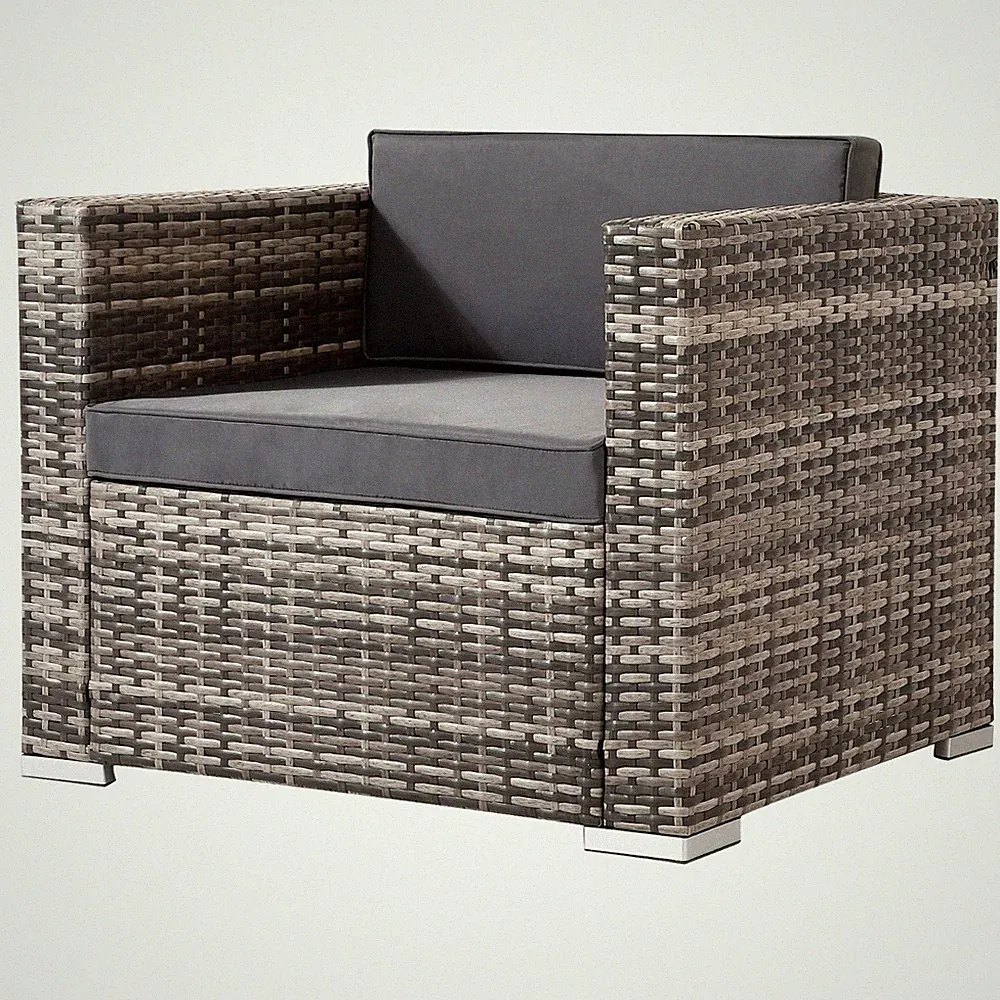 Arebos Alu-Polyrattan Armlehnsessel Outdoor Gartenmöbel Balkon, Terrasse, Garten