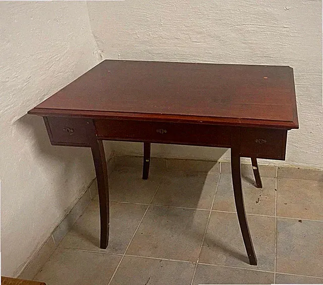 Art déco Holz Schreibtisch dunkelbraun rechteckig 2 Schubladen 95x60x75 cm